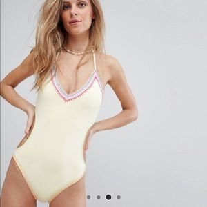 Hobie Blanket Stitch One Piece Suit Yellow ASOS